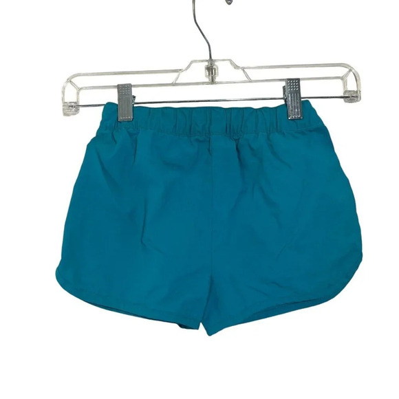 Cat & Jack Blue Shorts Medium Size 7/8 Ruffled Pockets Embroidered Drawstring - Picture 2 of 4